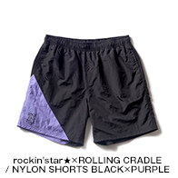 rockin'star★×ROLLING CRADLE / NYLON SHORTS GREEN×YELLOW