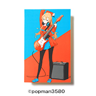 popman3580描き下ろし ギターガール ステッカー